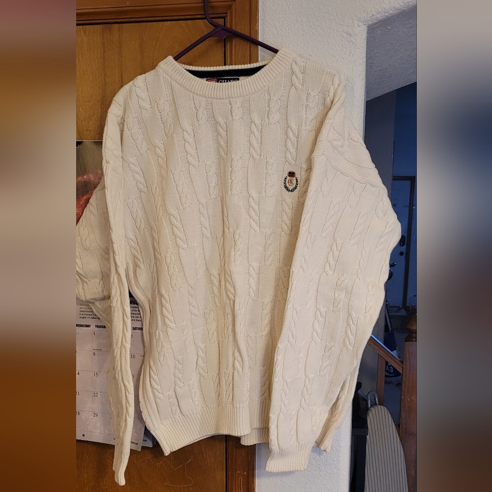 Ralph Lauren/Chaps Cream Cable Knit Sweater